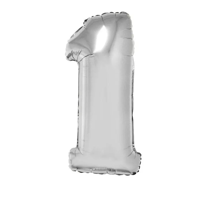 Cijferballon 1 zilver