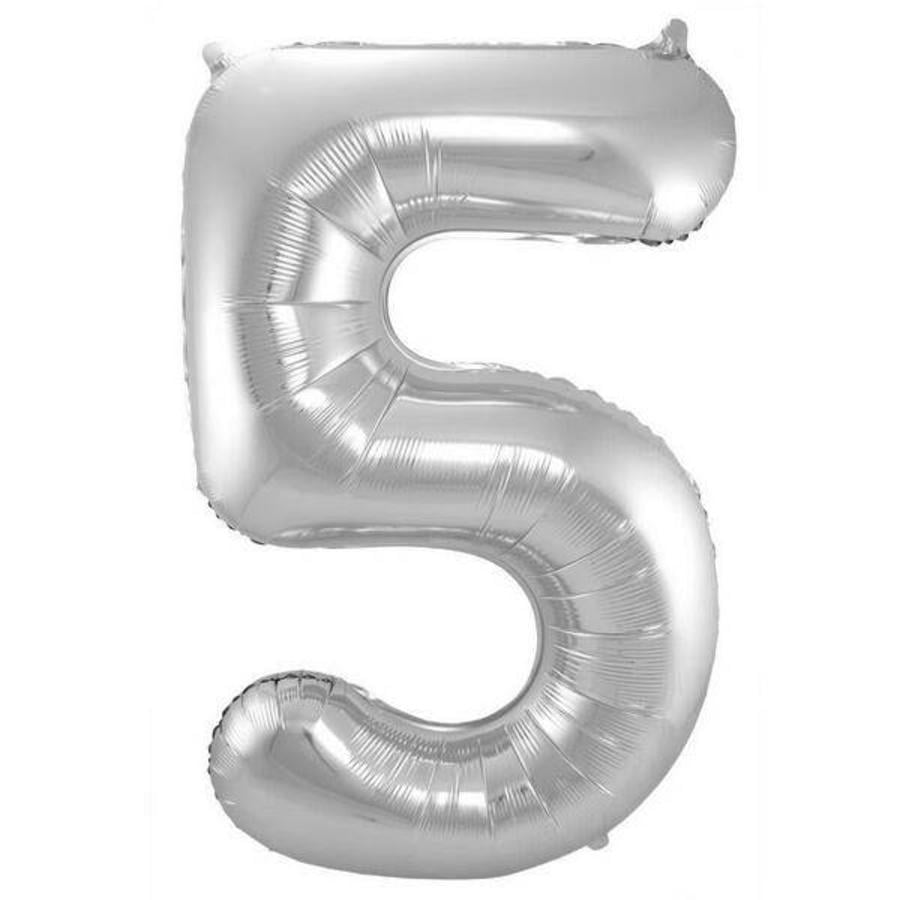 Cijferballon 5 zilver